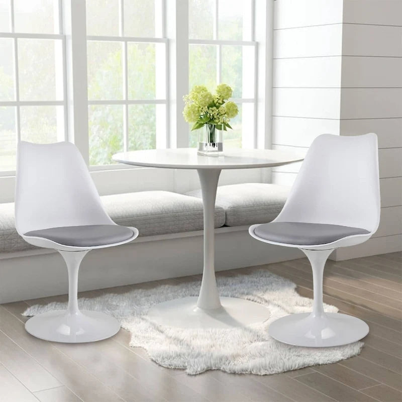 Chaise pivotante, chaise de salle à manger avec assise rembourrée et dossier incurvé