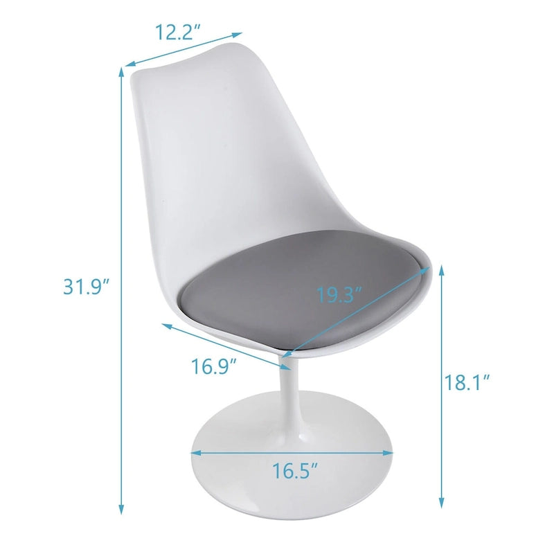 Chaise pivotante, chaise de salle à manger avec assise rembourrée et dossier incurvé