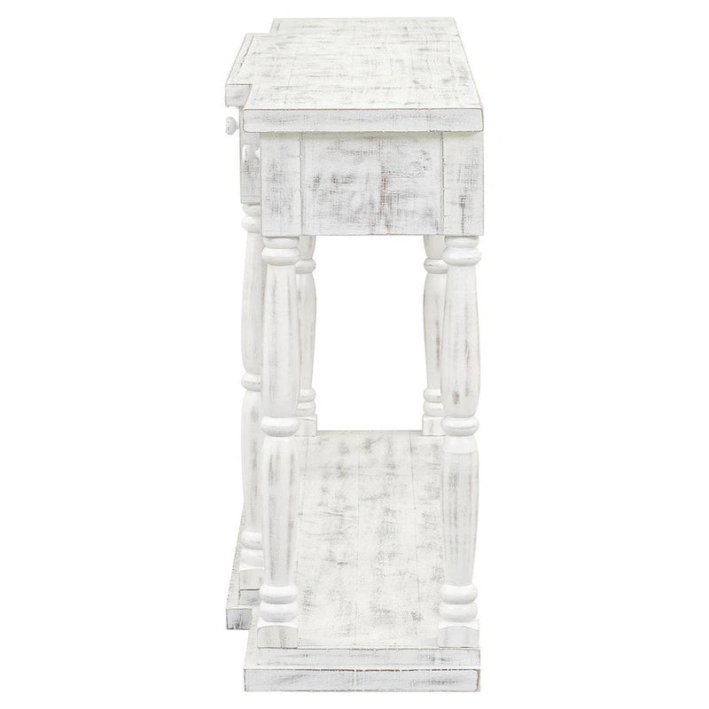 Console 4 tiroirs, 1 étagère, table d'entrée classique et table de canapé de rangement