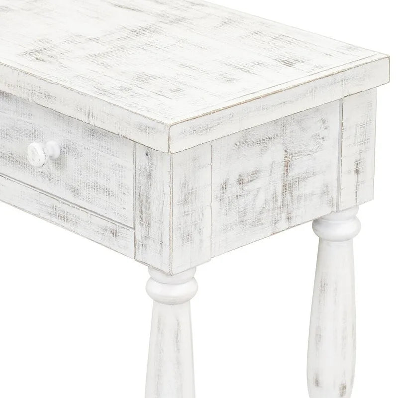 Console 4 tiroirs, 1 étagère, table d'entrée classique et table de canapé de rangement