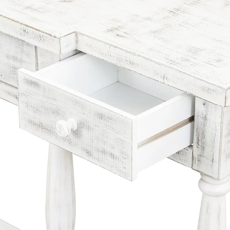 Console 4 tiroirs, 1 étagère, table d'entrée classique et table de canapé de rangement