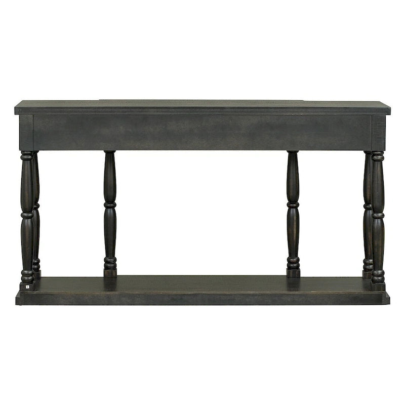 Console 4 tiroirs, 1 étagère, table d'entrée classique et table de canapé de rangement