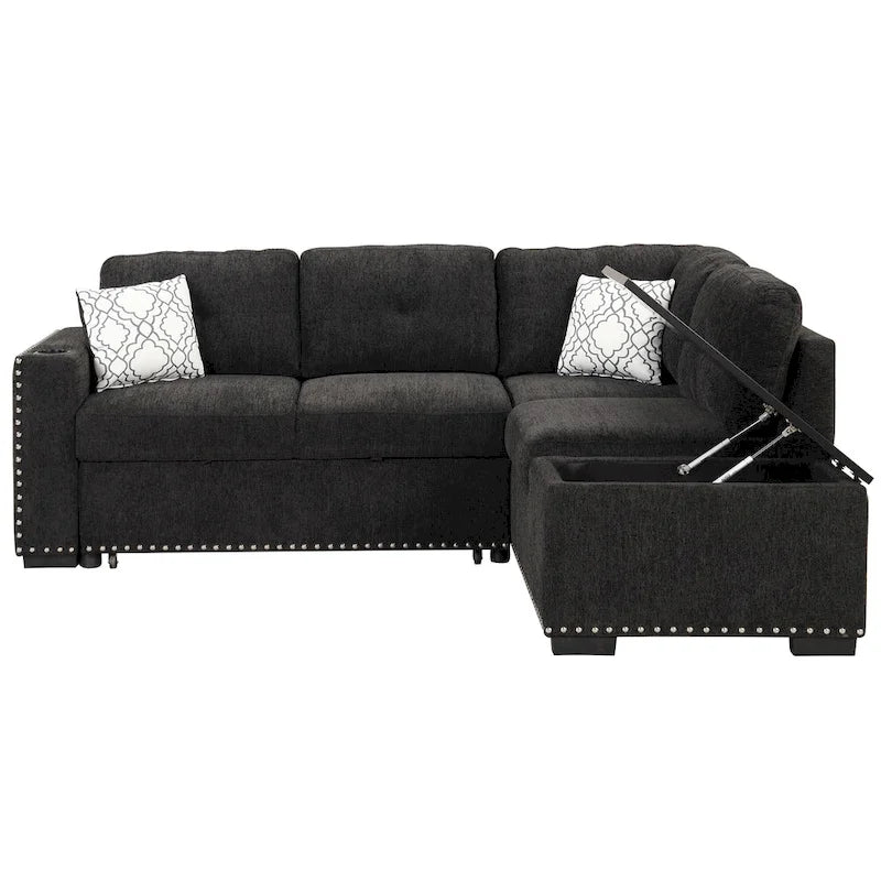 Canapé-lit d'angle escamotable de 212,8 cm avec méridienne de rangement