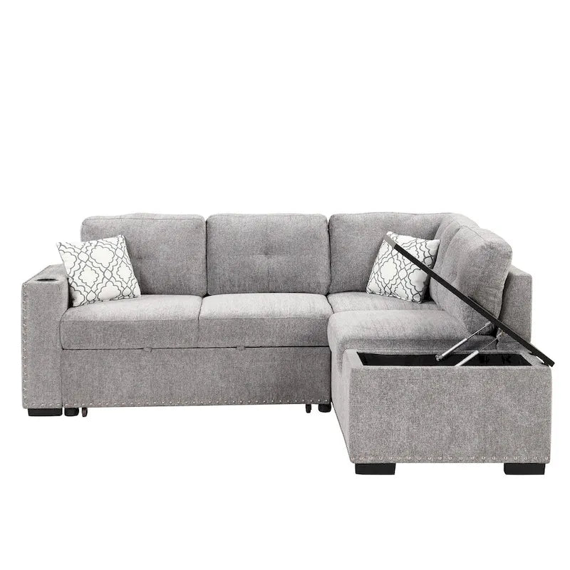 Canapé-lit d'angle escamotable de 212,8 cm avec méridienne de rangement