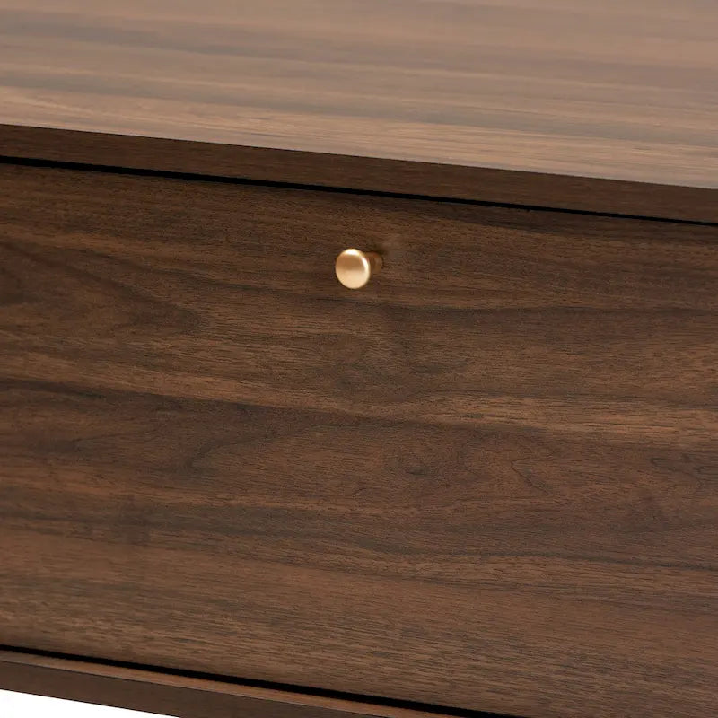 Table basse en bois au fini noyer brun et or, style Mid-Century
