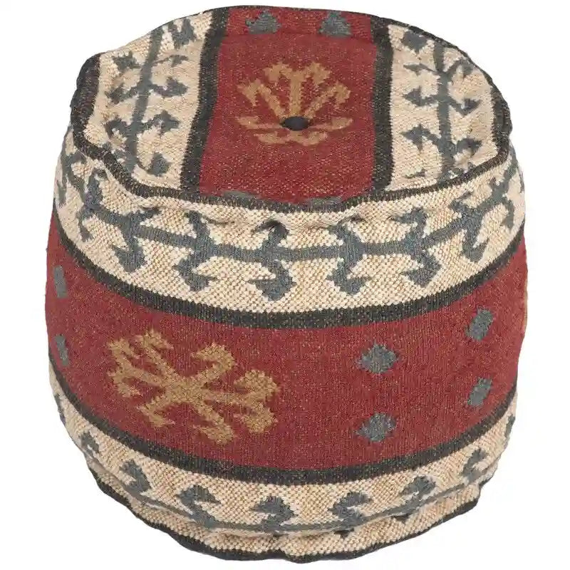 Pouf Rembourré en Laine et Jute Faits à la Main