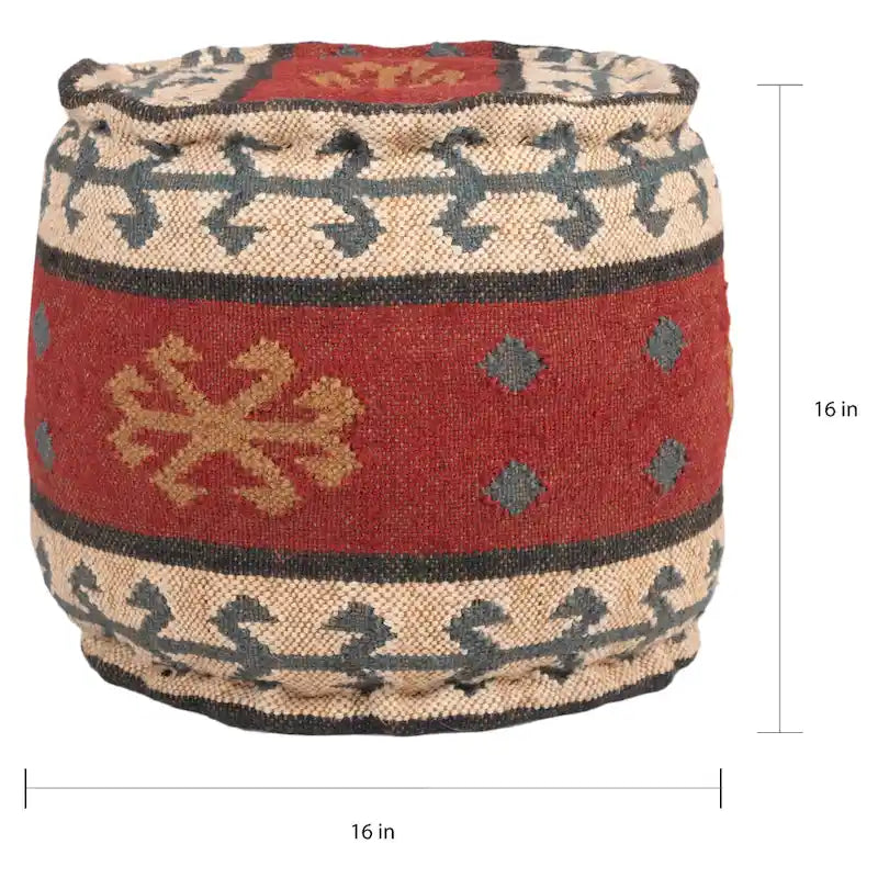 Pouf Rembourré en Laine et Jute Faits à la Main