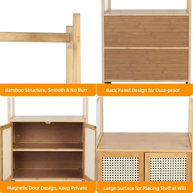 Bamboo Garment Rack with Clothes Rail Storage Organiser