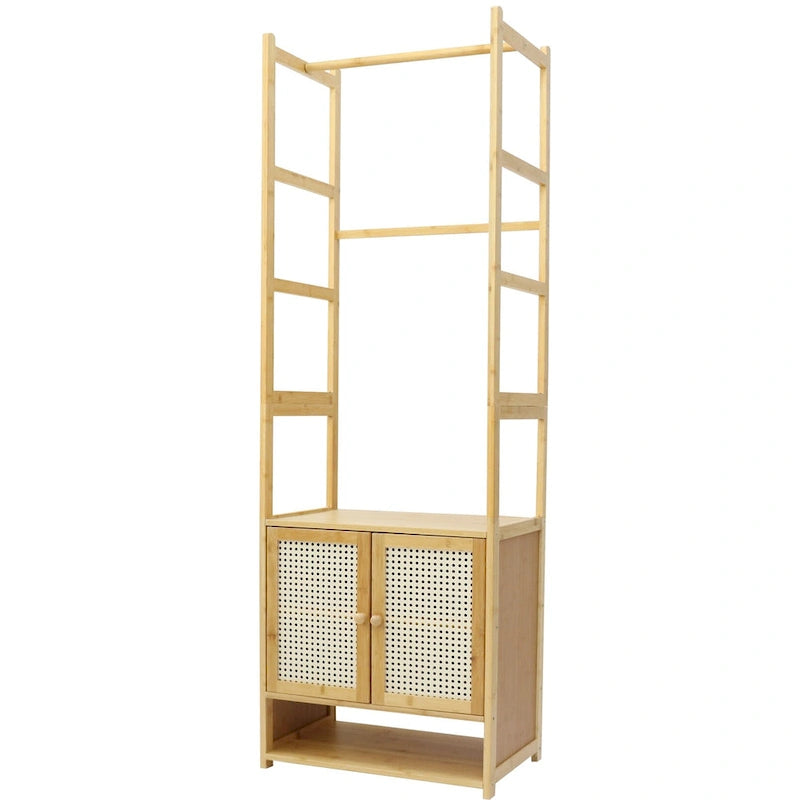 Bamboo Garment Rack with Clothes Rail Storage Organiser