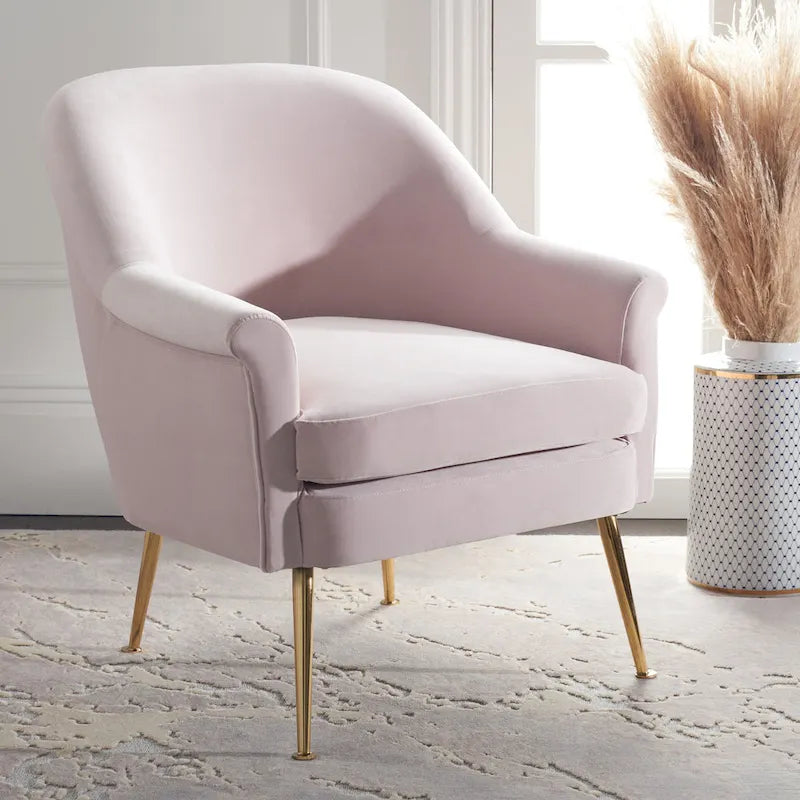 Velvet Accent Chair with Gold Metal Legs