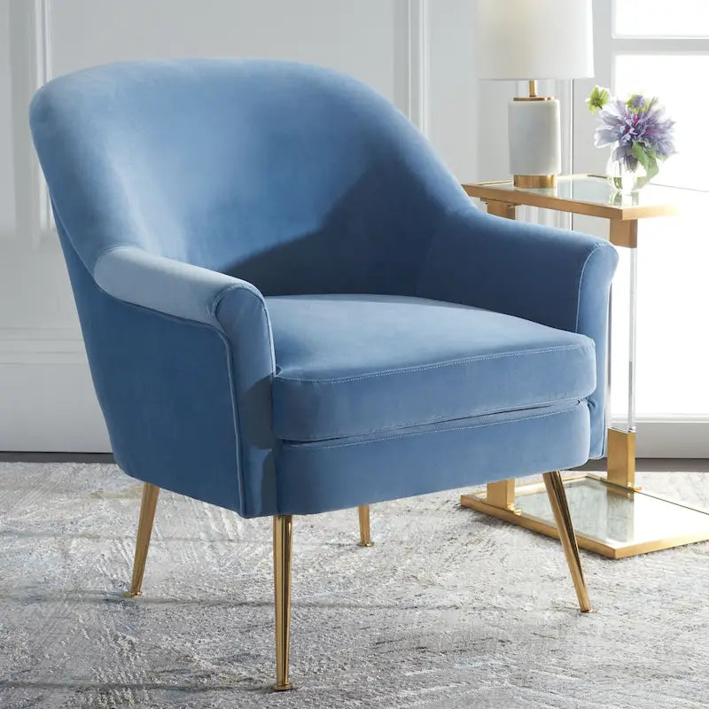 Fauteuil d'appoint en velours avec pieds en métal doré