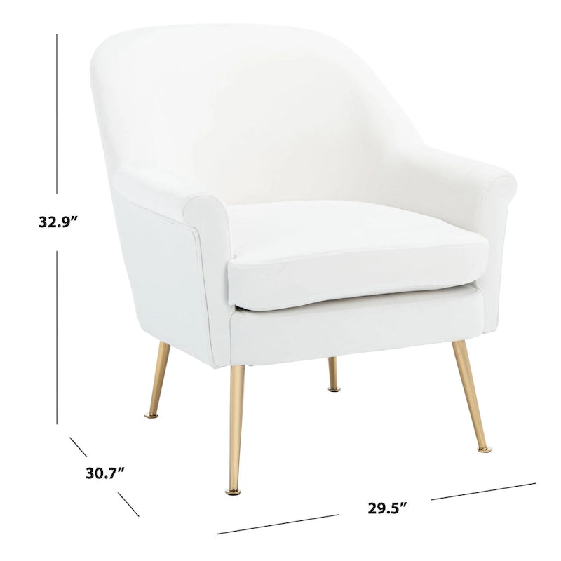 Fauteuil d'appoint en velours avec pieds en métal doré