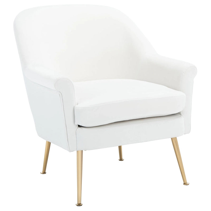 Fauteuil d'appoint en velours avec pieds en métal doré