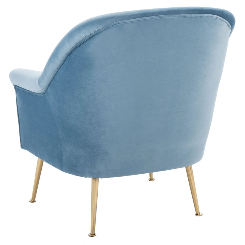 Fauteuil d'appoint en velours avec pieds en métal doré
