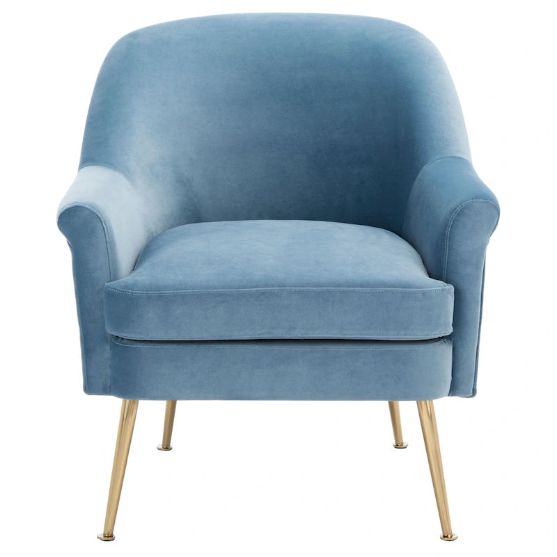 Fauteuil d'appoint en velours avec pieds en métal doré