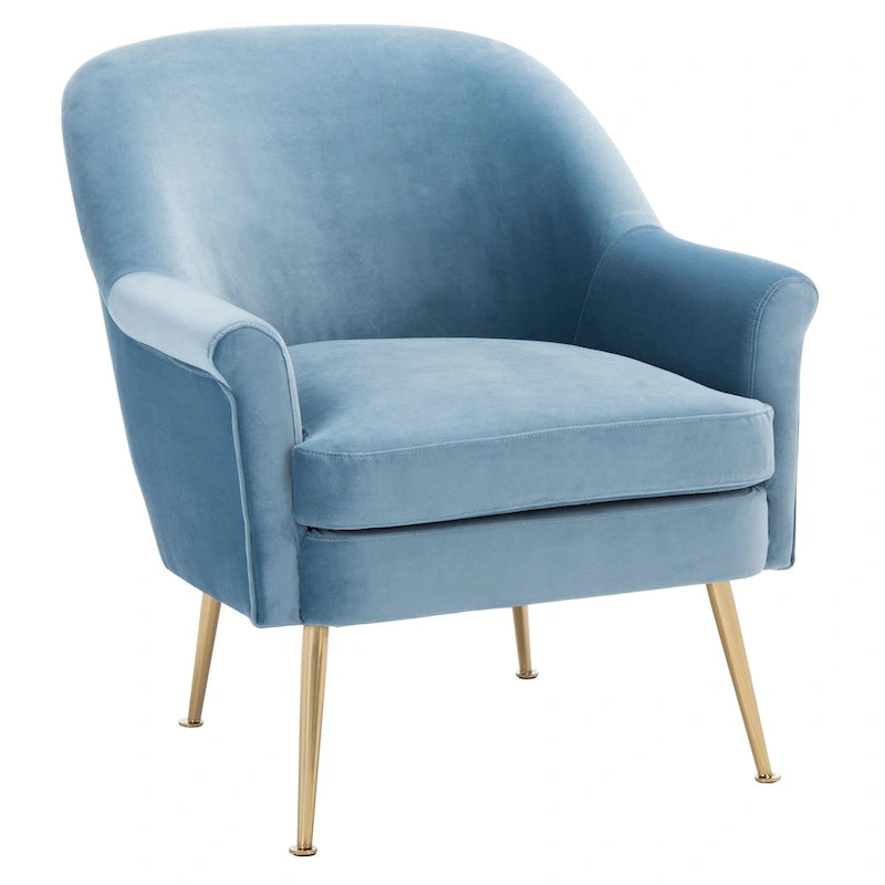 Fauteuil d'appoint en velours avec pieds en métal doré