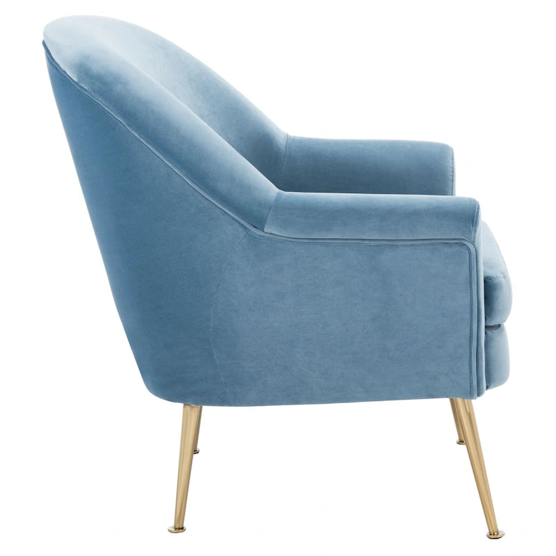 Fauteuil d'appoint en velours avec pieds en métal doré