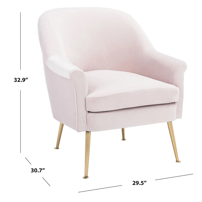 Fauteuil d'appoint en velours avec pieds en métal doré