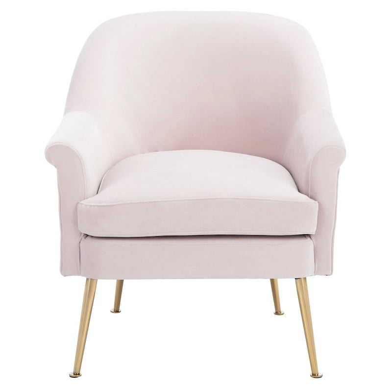 Fauteuil d'appoint en velours avec pieds en métal doré