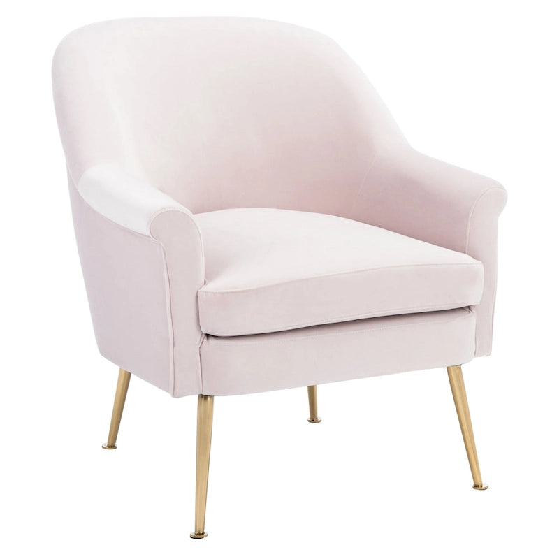 Fauteuil d'appoint en velours avec pieds en métal doré