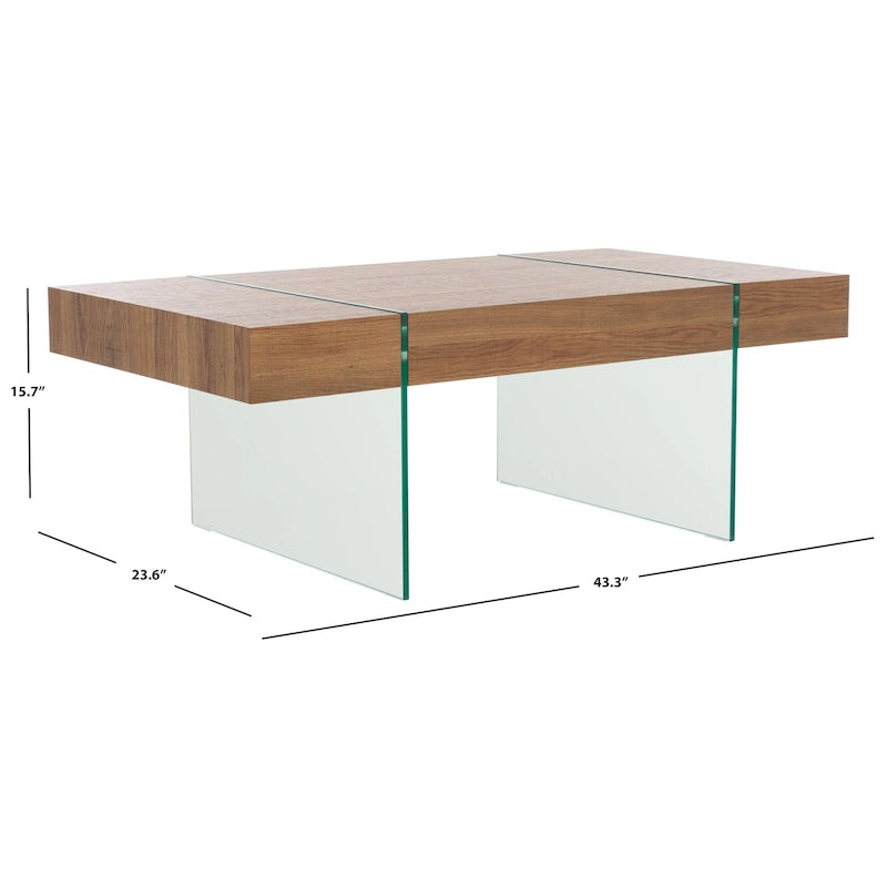 Glass Leg Rectangular Coffee Table - 43.3 W x 23.6 L x 15.7 H