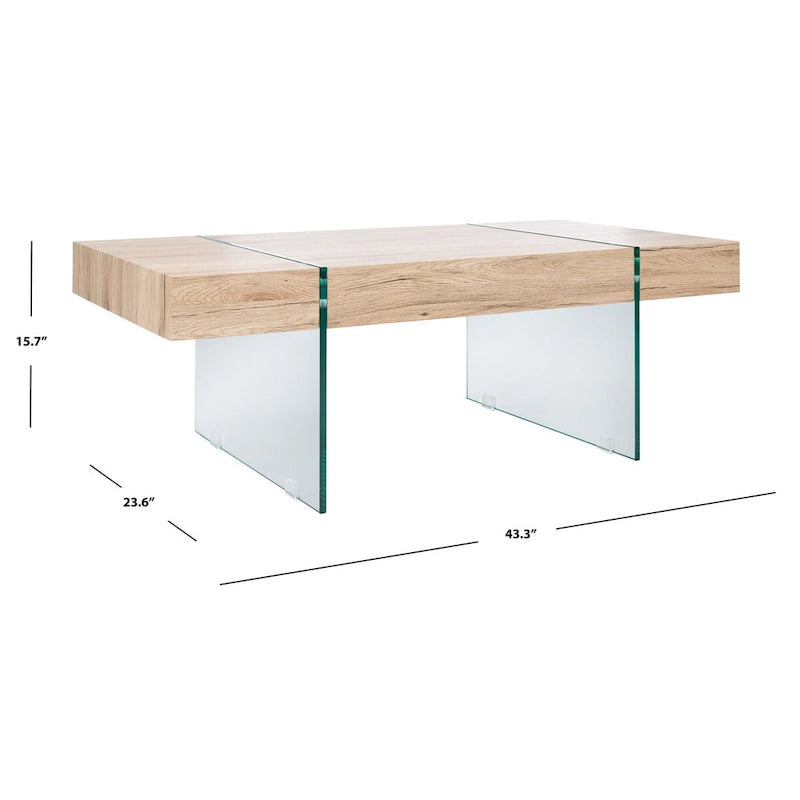 Table basse rectangulaire à pieds en verre - 43,3 L x 23,6 P x 15,7 H