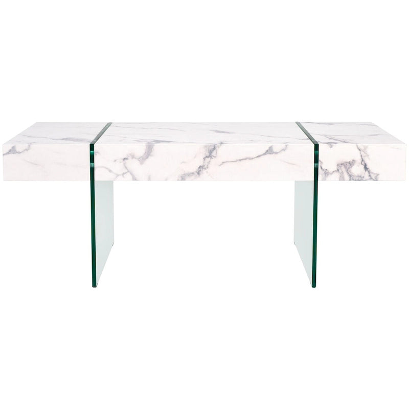 Table basse rectangulaire à pieds en verre - 43,3 L x 23,6 P x 15,7 H