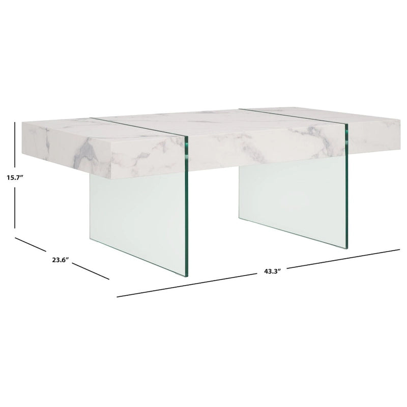 Table basse rectangulaire à pieds en verre - 43,3 L x 23,6 P x 15,7 H