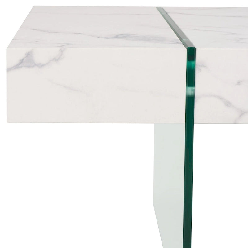 Table basse rectangulaire à pieds en verre - 43,3 L x 23,6 P x 15,7 H