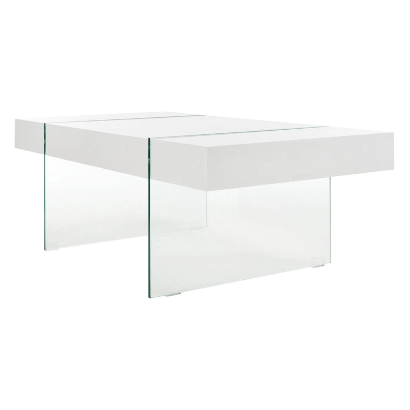 Table basse rectangulaire à pieds en verre - 43,3 L x 23,6 P x 15,7 H