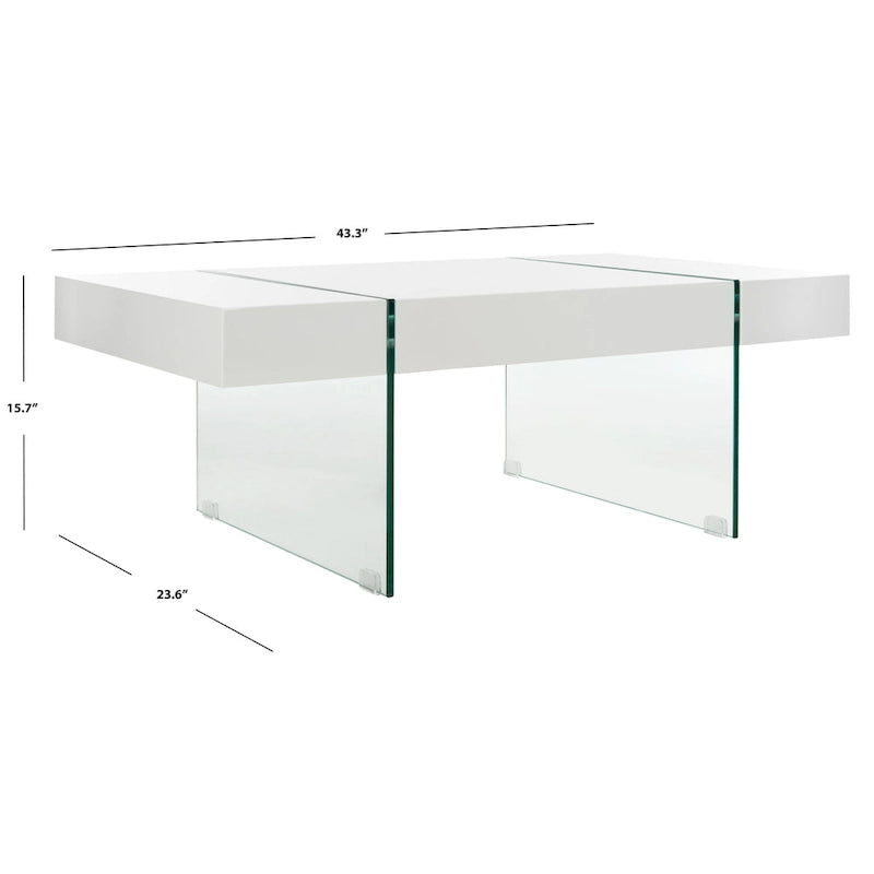 Table basse rectangulaire à pieds en verre - 43,3 L x 23,6 P x 15,7 H