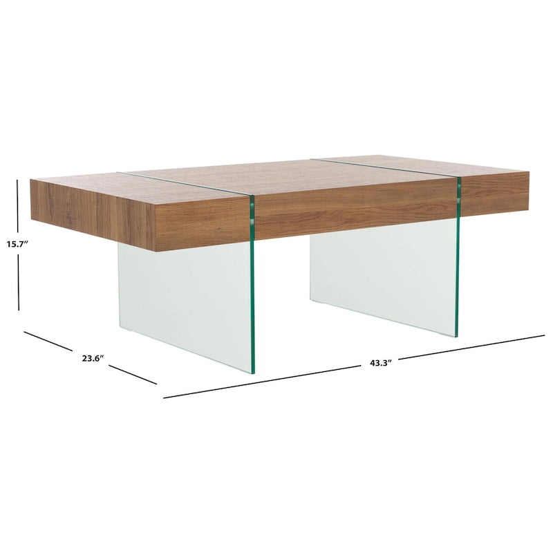 Table basse rectangulaire à pieds en verre - 43,3 L x 23,6 P x 15,7 H