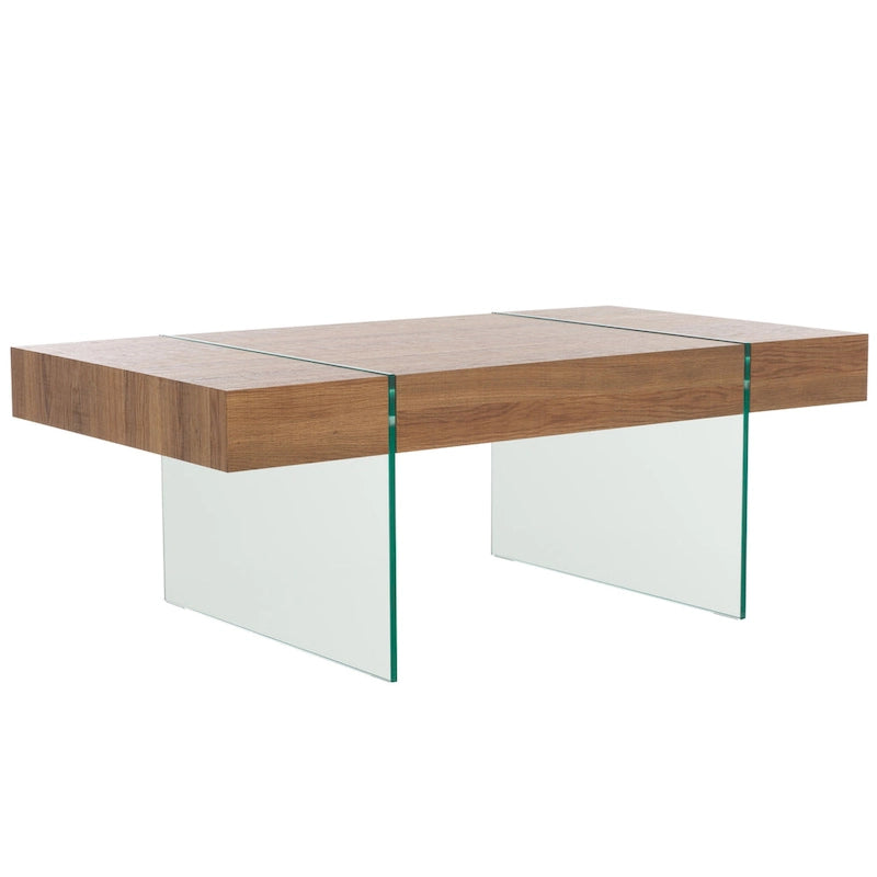 Table basse rectangulaire à pieds en verre - 43,3 L x 23,6 P x 15,7 H