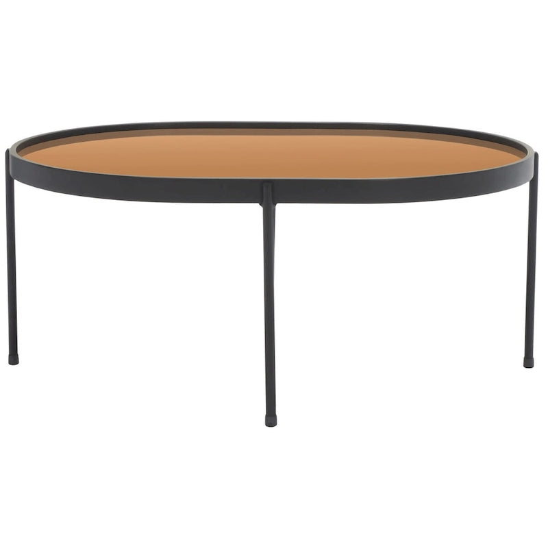 Mirrored Oval Coffee Table - 32 In. W x 23 In. D x 14 In. H