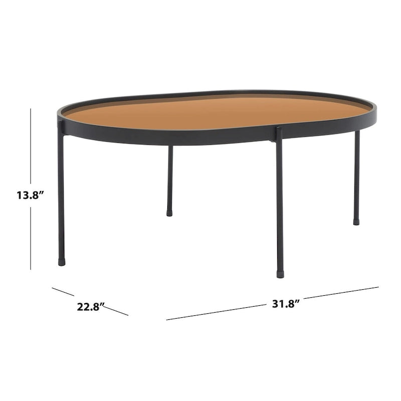 Table basse ovale en miroir - 32 po L x 23 po P x 14 po H
