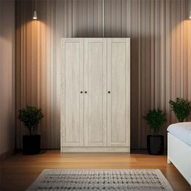 3-Door Shutter Wardrobe with Shelves