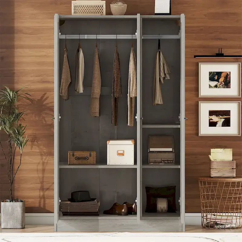 3-Door Shutter Wardrobe with Shelves