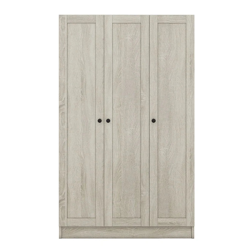 Armoire à rideaux 3 portes avec étagères