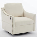 Fauteuil pivotant d'appoint en tissu avec ports USB