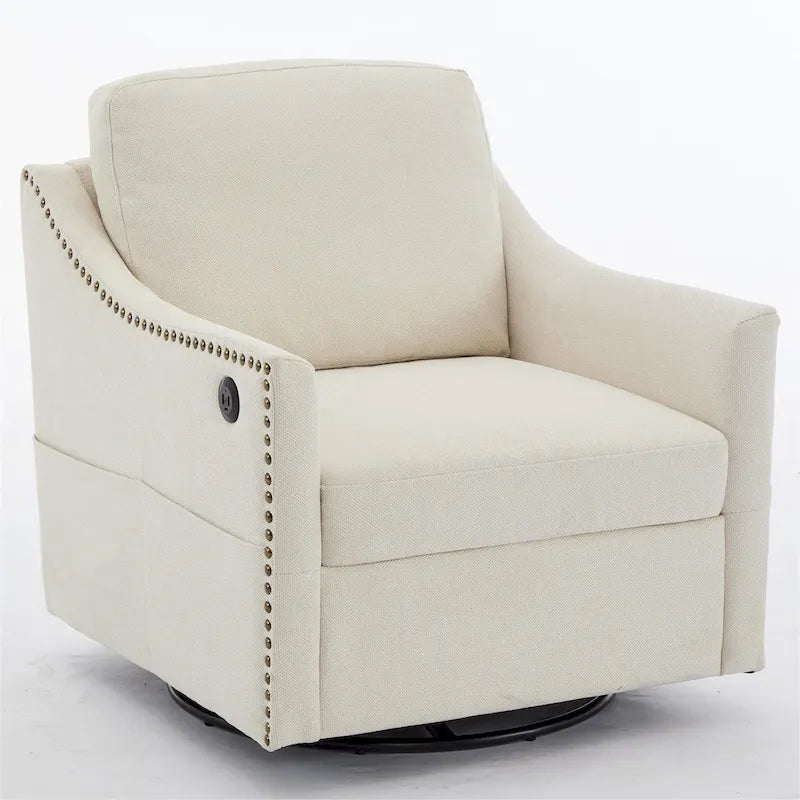 Fabric Accent Swivel Chair with USB Ports