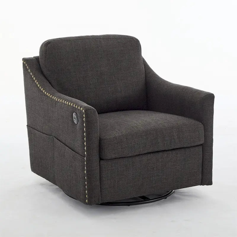 Fabric Accent Swivel Chair with USB Ports