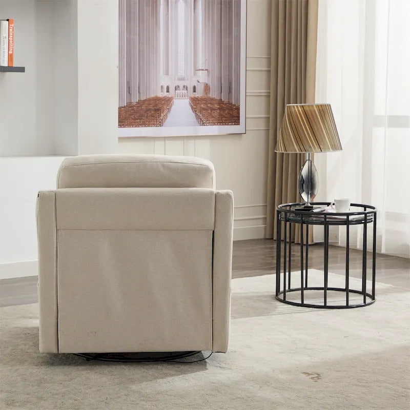 Fauteuil pivotant d'appoint en tissu avec ports USB