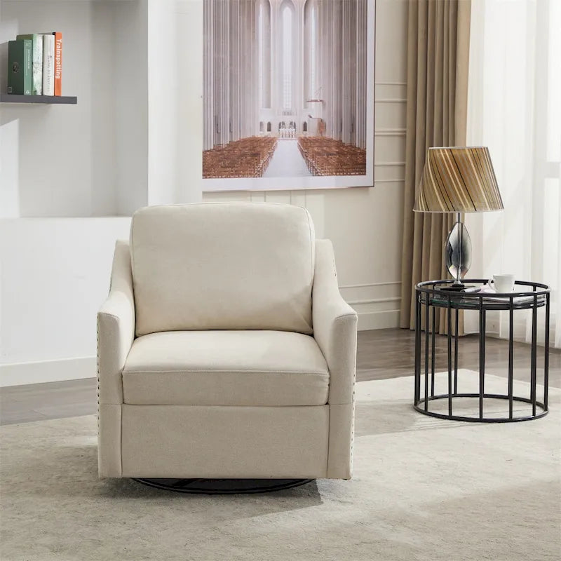 Fauteuil pivotant d'appoint en tissu avec ports USB