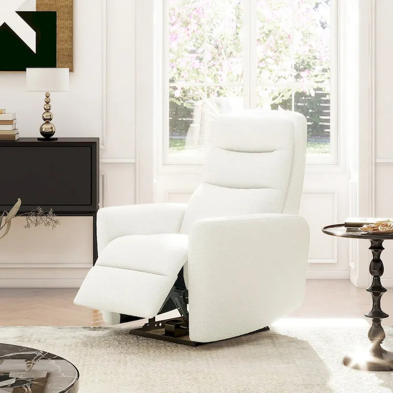 Fauteuil inclinable motorisé à dossier haut en bouclette de 35,5 po