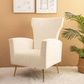 Fauteuil d'appoint en velours, fauteuil à oreilles avec pieds dorés, canapé simple rembourré pour salon et chambre à coucher