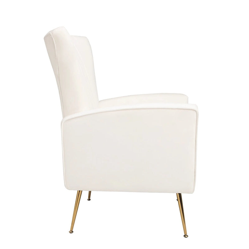 Fauteuil d'appoint en velours, fauteuil à oreilles avec pieds dorés, canapé simple rembourré pour salon et chambre à coucher