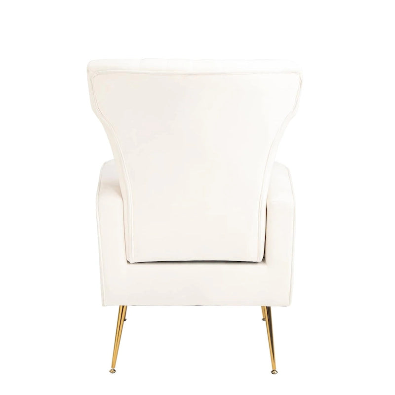 Fauteuil d'appoint en velours, fauteuil à oreilles avec pieds dorés, canapé simple rembourré pour salon et chambre à coucher