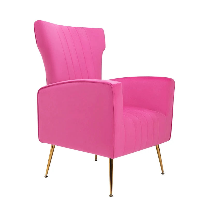 Fauteuil d'appoint en velours, fauteuil à oreilles avec pieds dorés, canapé simple rembourré pour salon et chambre à coucher