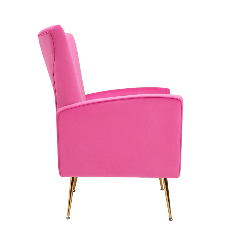 Fauteuil d'appoint en velours, fauteuil à oreilles avec pieds dorés, canapé simple rembourré pour salon et chambre à coucher