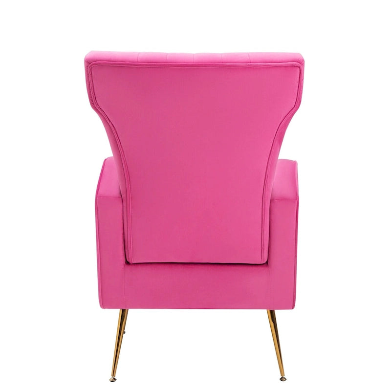 Fauteuil d'appoint en velours, fauteuil à oreilles avec pieds dorés, canapé simple rembourré pour salon et chambre à coucher